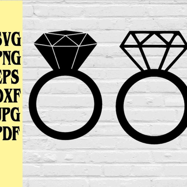 2 for 1 Diamond Ring svg png eps dxf jpg pdf cut file for Cricut Silhouette/wedding ring svg/diamond ring svg/diamond engagement ring svg