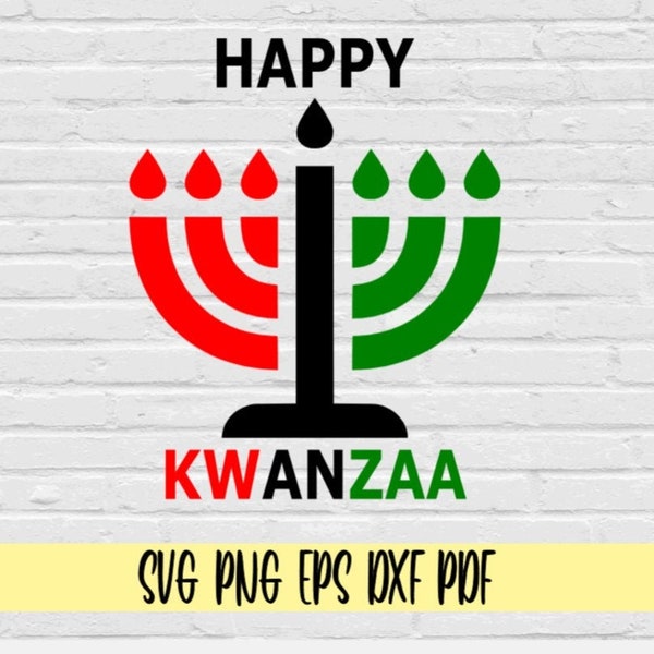 Happy Kwanzaa 7 prong vela clip art svg png eps dxf pdf/kwanzaa svg/kinara svg/negro verde rojo velas svg/feliz kwanza svg png