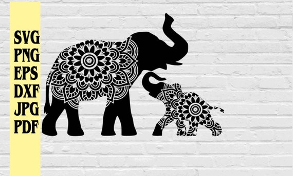 Download Elephant Mom And Baby Mandala Svg Png Eps Dxf Pdf Jpg Elephant Etsy