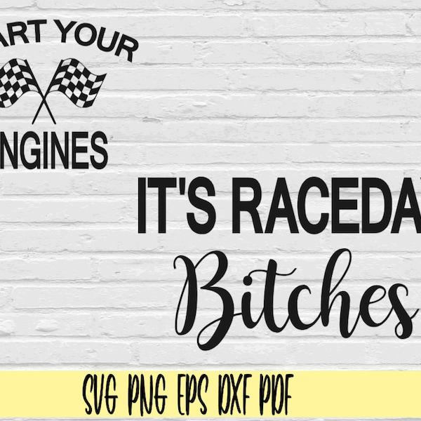 Front pocket and back design bundle Start your engines with race flag and it's raceday bitches back svg png eps dxf pdf sublimation/raceday