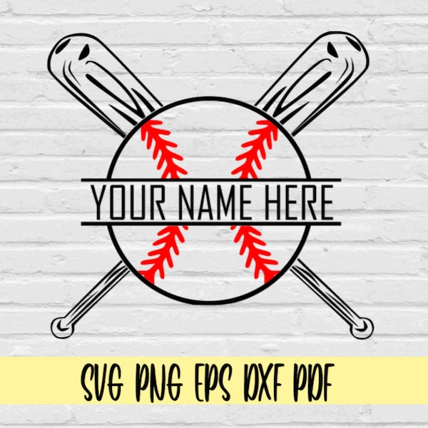 Baseball Split Name holder crossed bats svg png eps dxf pdf/Baseball Clipart/Baseball Svg/Baseball Mom SVG/Crossed Baseball Bats SVG clipart