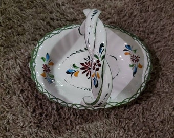 Vintage Bedaroos Hand-painted Portugal Ceramic Lidded Dish