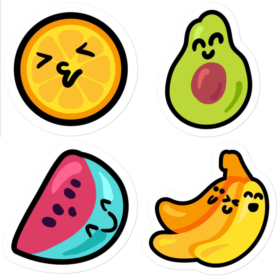 Cute Kawaii Fruit Vinyl Stickers Laptop Stickers Aesthetic Etsy