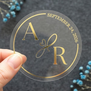 Gold Foil Wedding Stickers | Personalized Initials Labels | Custom Favor & Gift Seals