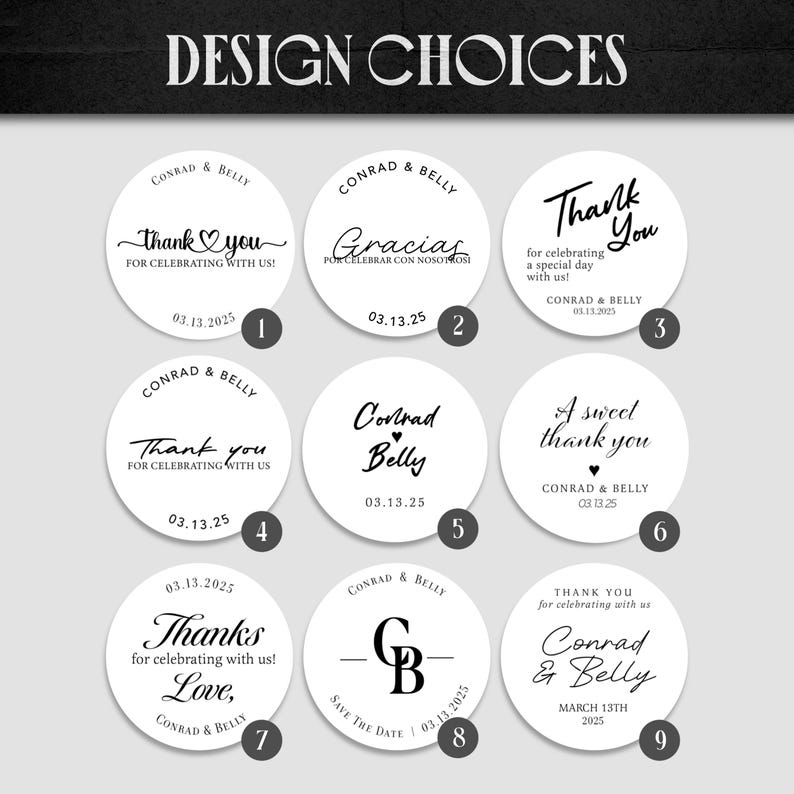 Stickers de remerciement de mariage en feuille d'or ~ Étiquettes personnalisées pour des cadeaux et des cadeaux d'invités image 3