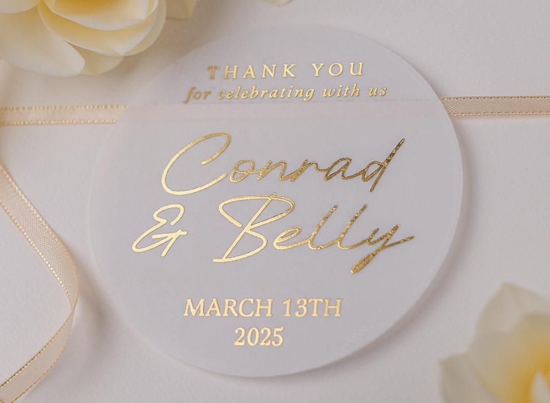 Gold Foil Wedding Thank You Stickers ~ Custom Labels for Favors & Guest ...