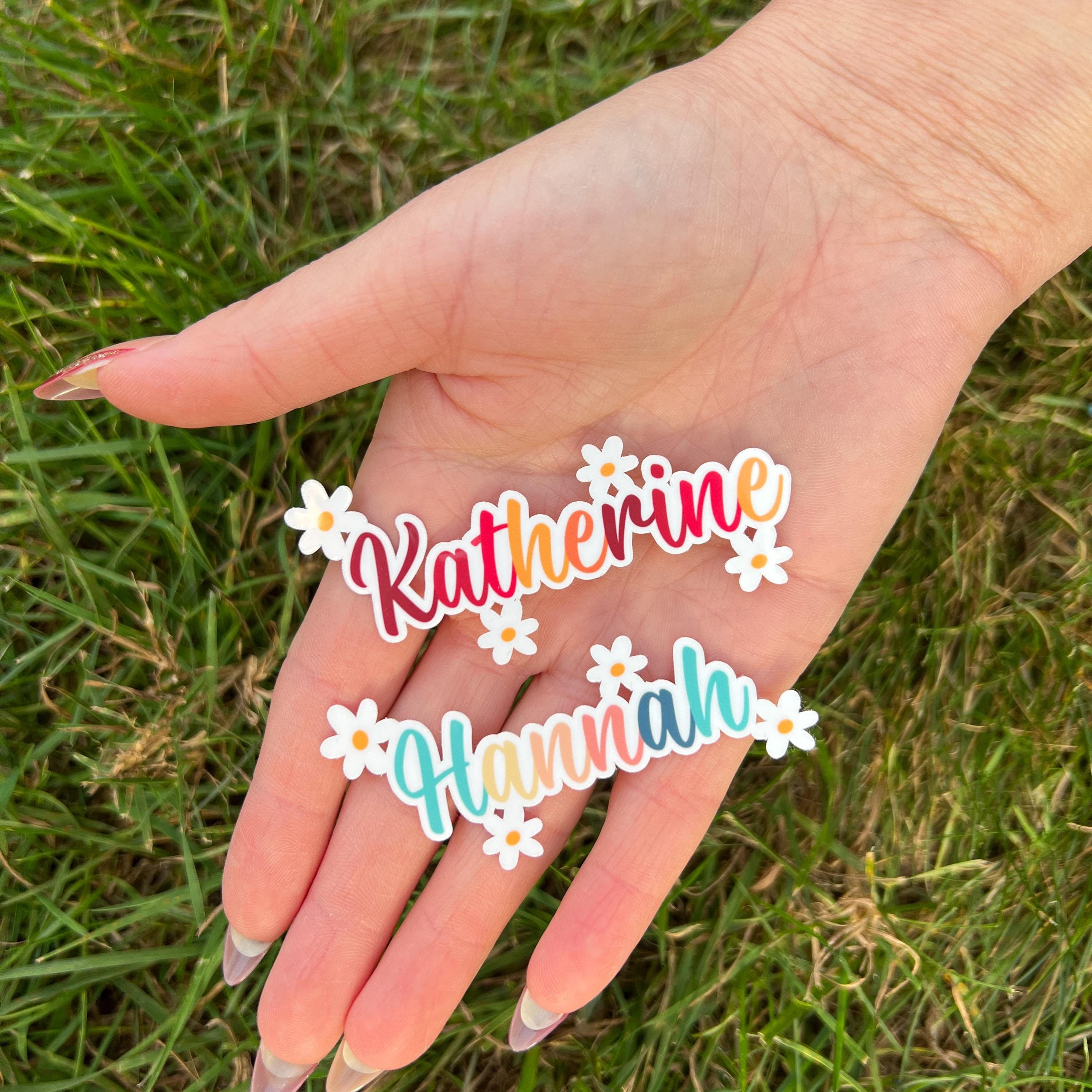 Personalized Daisy Name Sticker | Colorful Flower Name Sticker | Water Bottle Name Sticker | Custom Laptop Sticker | Custom Name Sticker