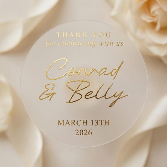 Gold Foil Wedding Thank You Stickers ~ Custom Labels for Favors & Guest Gifts