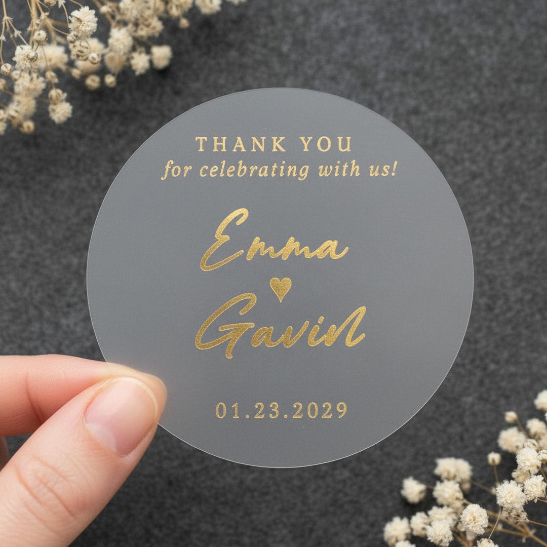 Gold Foil Wedding Thank You Stickers | Custom Favor Labels | Monogram ...