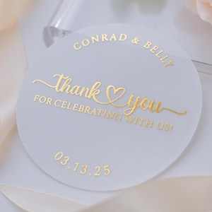 Stickers de remerciement de mariage en feuille d'or ~ Étiquettes personnalisées pour des cadeaux et des cadeaux d'invités image 1