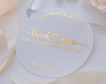 Gold Foil Wedding Thank You Stickers ~ Custom Labels for Favors & Guest Gifts