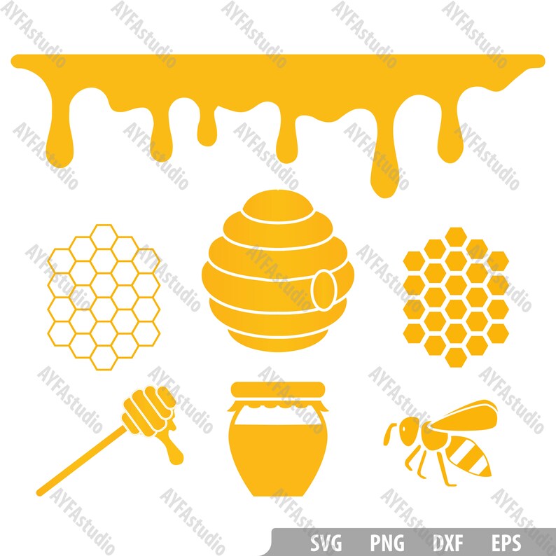 Honey Bee Svg Honey Drips Svg Honeycomb Svg Dripping | Etsy