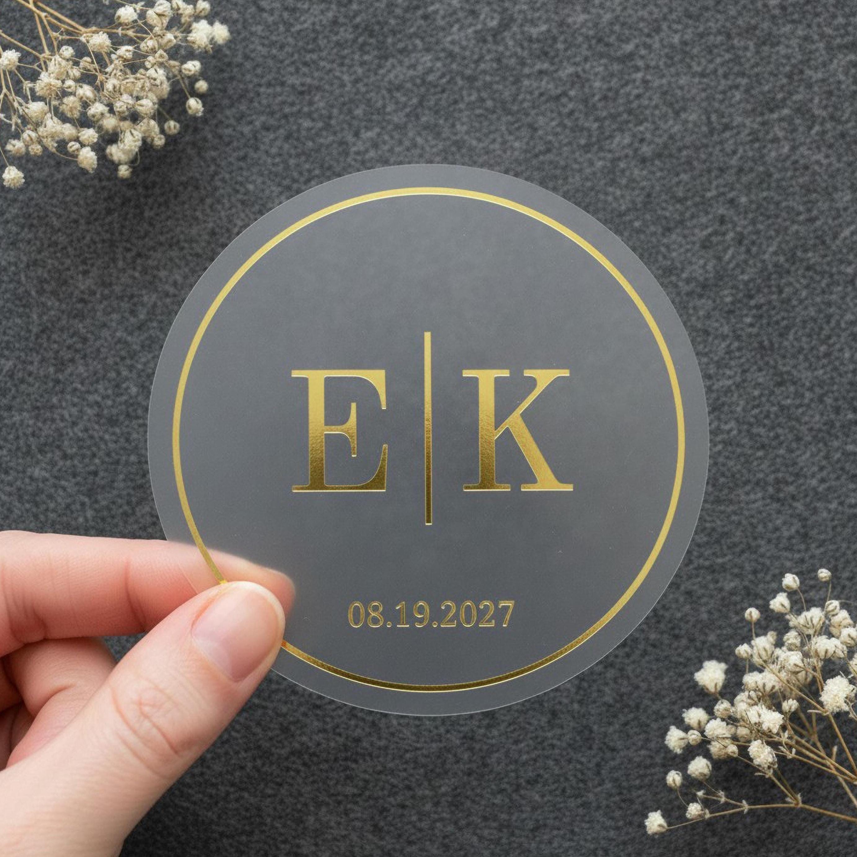 Gold Foil Wedding Stickers | Personalized Initials Labels | Custom ...