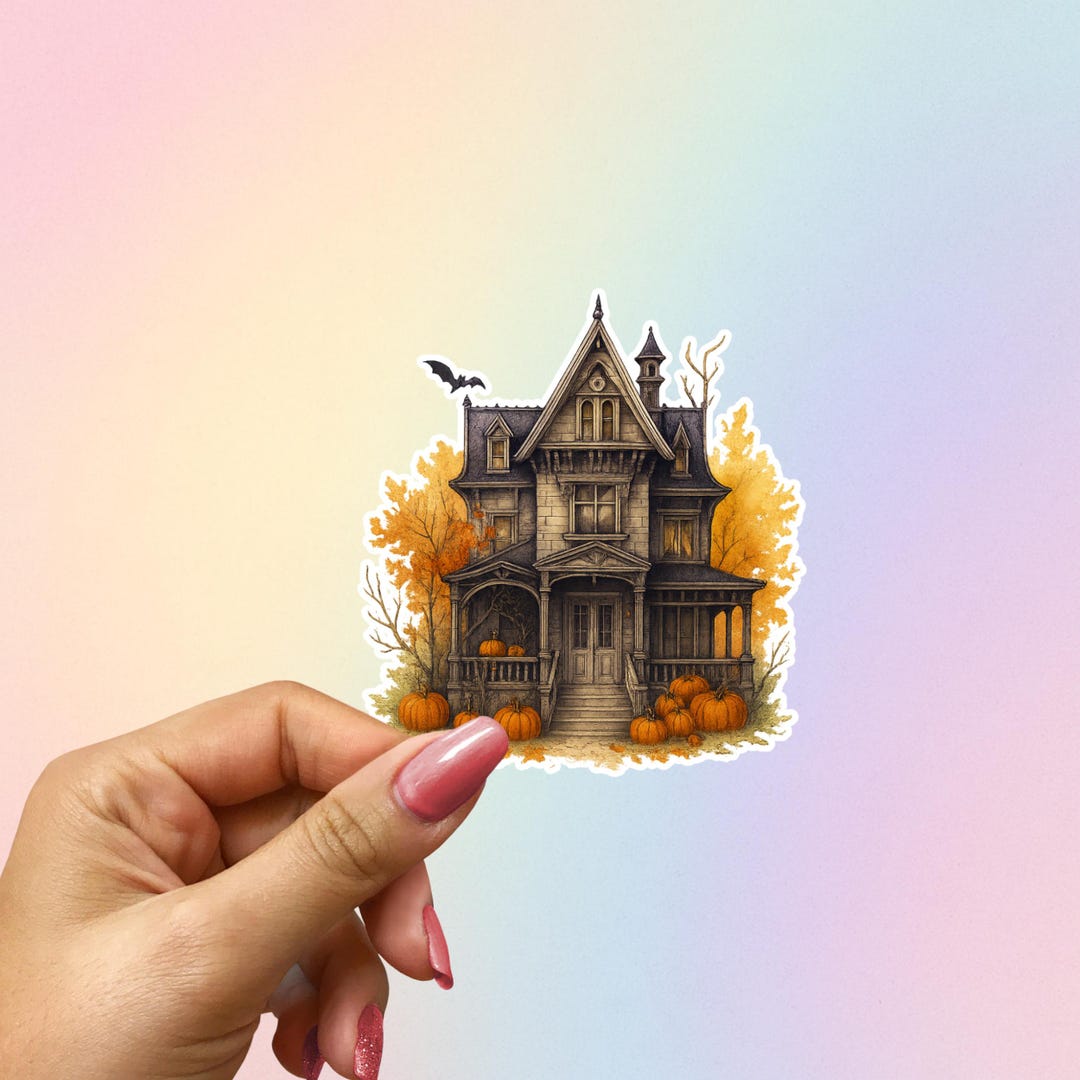 Haunted House Vinyl Sticker, Halloween Decor, Pumpkin Patch Sticker - Etsy