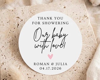 Personalized Baby Shower Thank You Stickers, 2-Inch Glossy Favor Labels