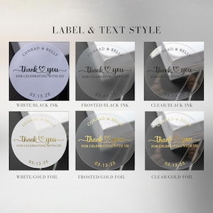 Stickers de remerciement de mariage en feuille d'or ~ Étiquettes personnalisées pour des cadeaux et des cadeaux d'invités image 2