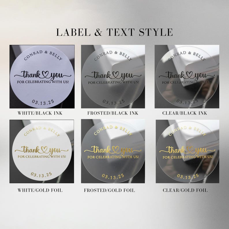 Stickers de remerciement de mariage en feuille d'or ~ Étiquettes personnalisées pour des cadeaux et des cadeaux d'invités image 2