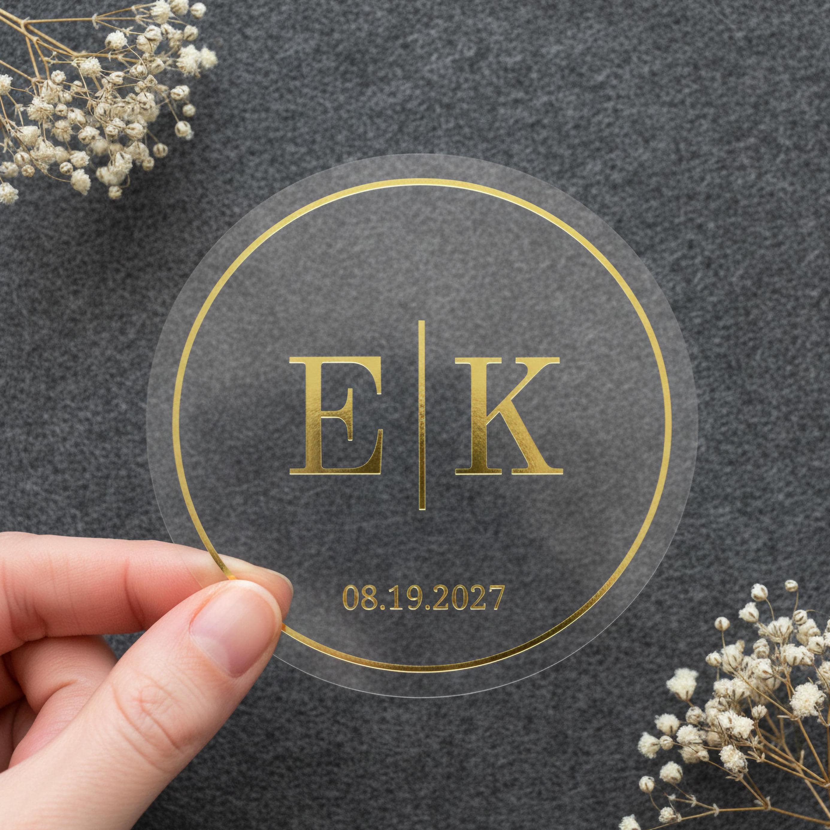 Gold Foil Wedding Stickers | Personalized Initials Labels | Custom ...