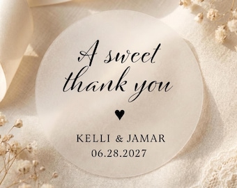 Personalized Gold Foil Wedding Favor Stickers, Custom Thank You Labels for Gifts
