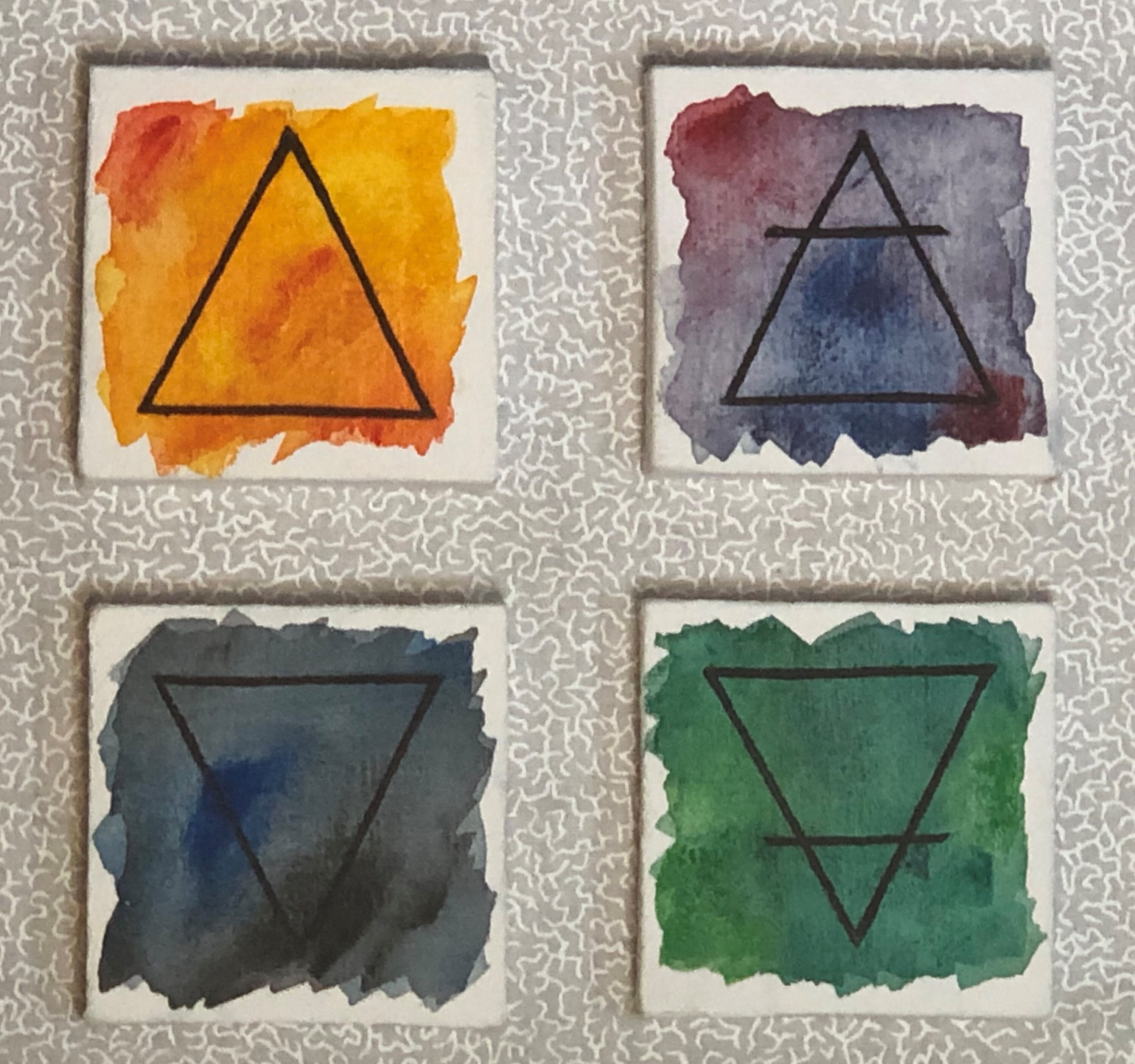 Set of 4 elements alchemy symbols watercolor canvases 2 | Etsy