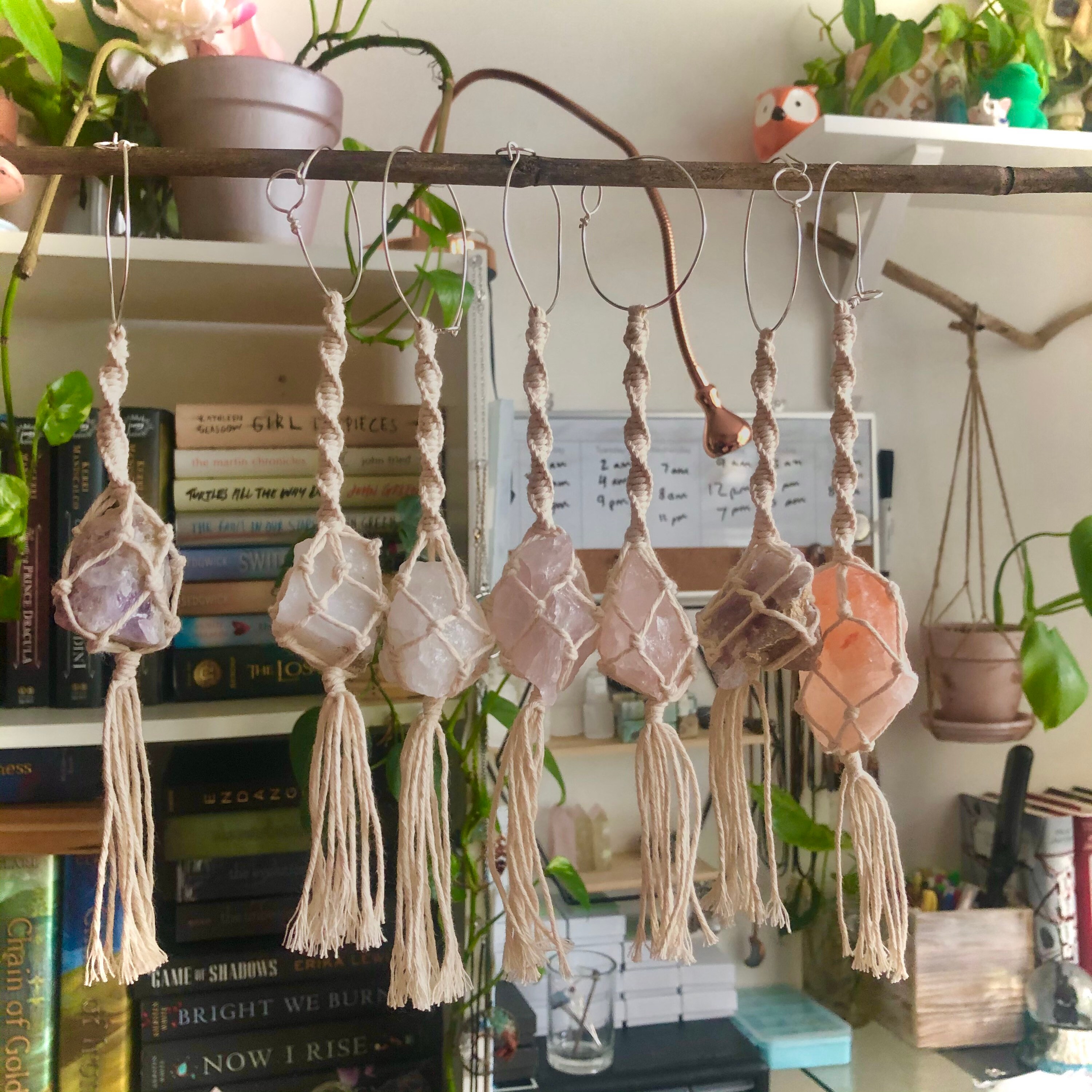 Crystal car hanger, car accessories, crystal accessories, macrame cry…