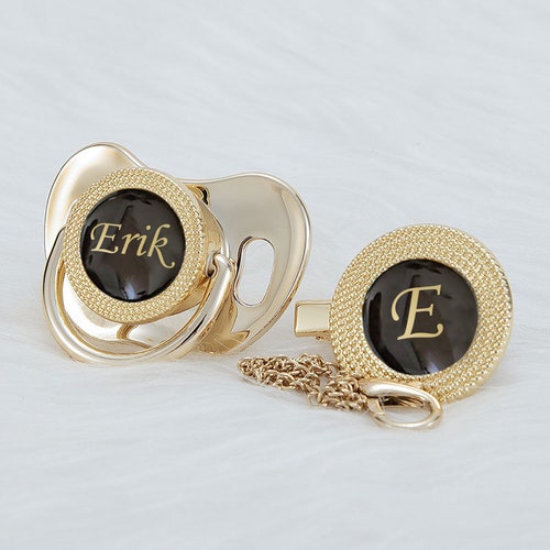 Pearl & Gold Custom Pacifier With Personalized Baby's Name Etsy