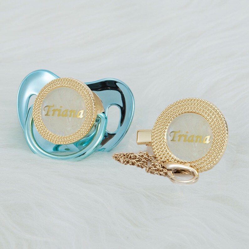Pearl & Gold Custom Pacifier With Personalized Baby's Name Etsy