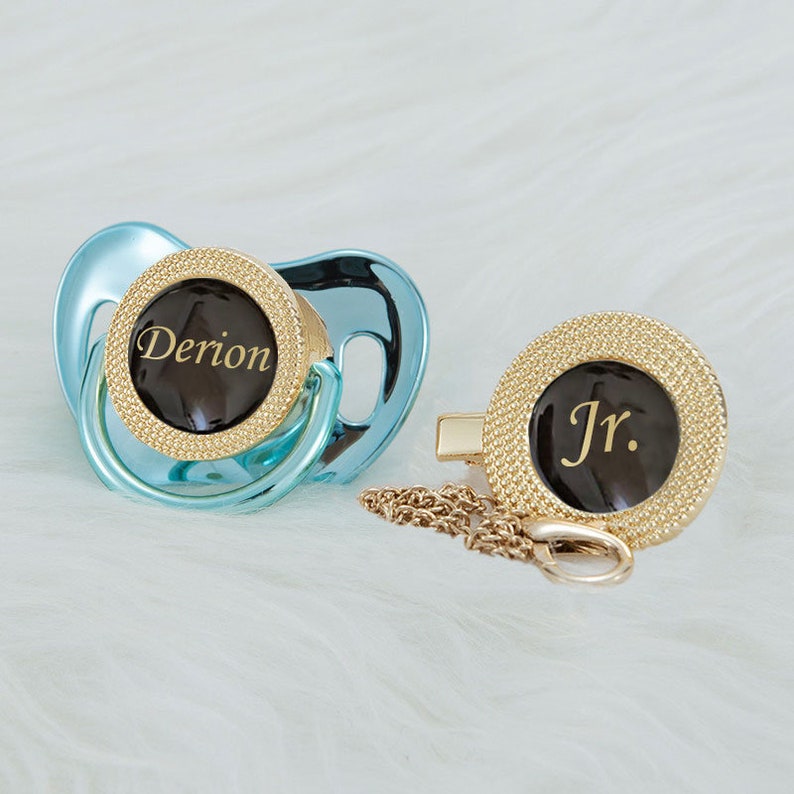 Black & Gold Custom Pacifier With Personalized Baby's Name Etsy