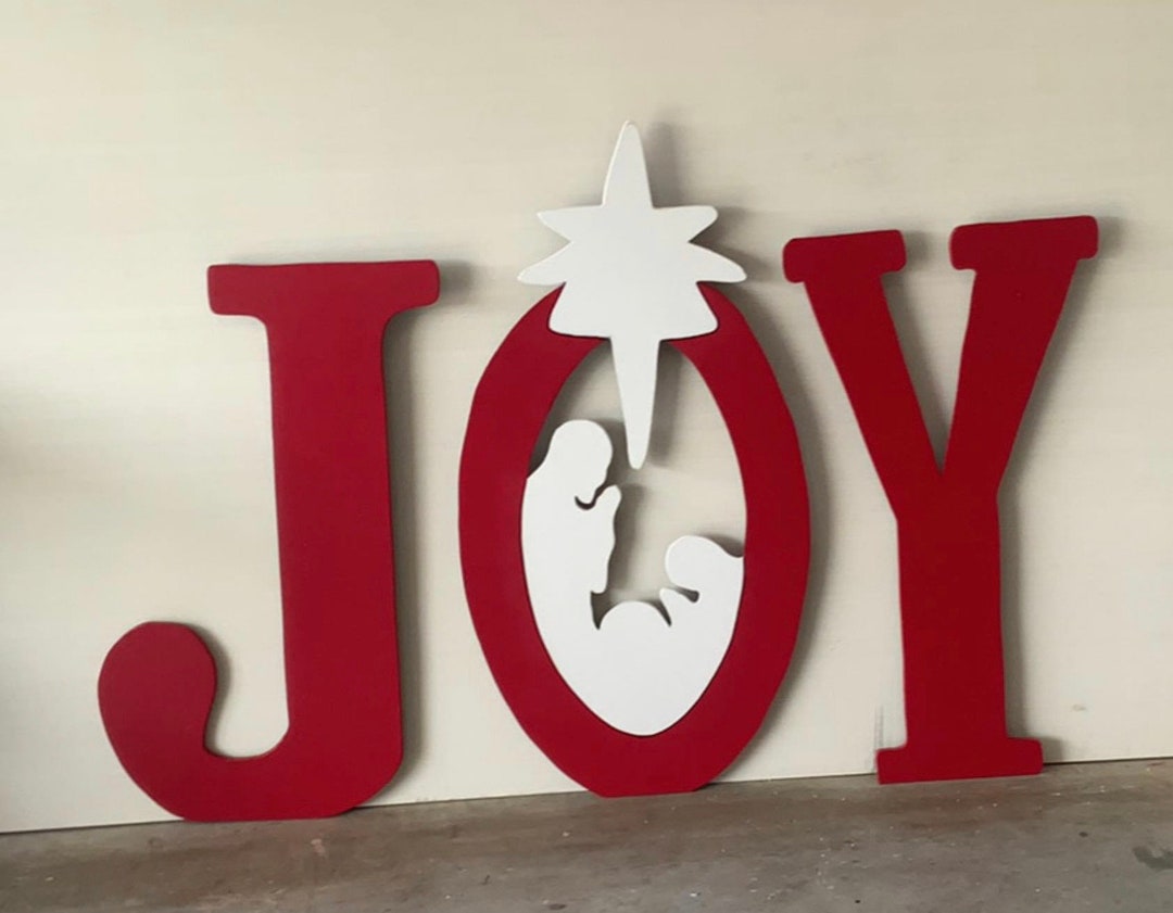 JOY Nativity Yard Art Etsy
