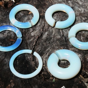 Opalite Hoop Stone Weights (Pair) 5mm (4G) 8mm (0G) 16mm (5/8") 18mm (11/16")