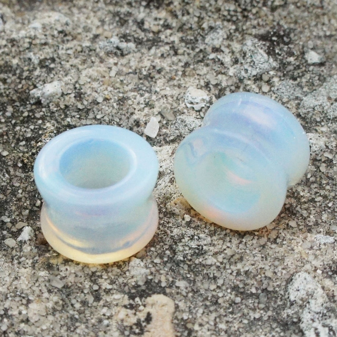 Opalite Tunnels Double Flared Saddle Plugs pair 8mm 0G 10mm 00G 16mm