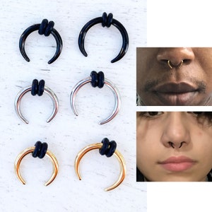 PAIR Pinchers Stretcher Septum Nose Ring Ear Tapers Surgical Steel Nose Tusk Crescent Horseshoe Half Moon Hoop Jewelry Earring