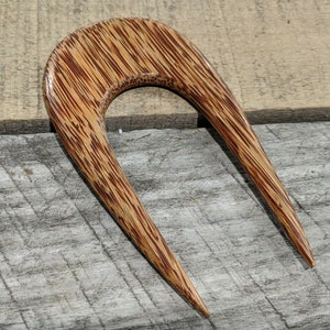 Classic Curved Wood Hair Stick, Wood Double Prong Hair Pin, Two Prong Hair Fork, Hair Pick Accessories