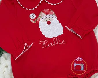 Baby Girls Santa Christmas Bubble/Christmas Santa Bubble/Toddle Bubble /First Christmas /Baby Gift/Christmas Gift Romper Embroidered