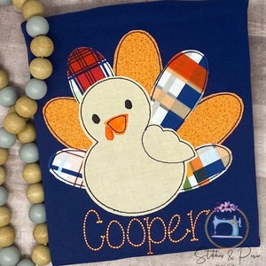 Boys Thanksgiving Plaid Fall Turkey Shirt/Pumpkin Patch Shirt/Personalized Shirt/Applique Embroidered Shirt/First Thanksgiving/Cute Turkey