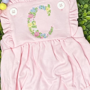 Girls Monogram Toddler SUNSUIT Bubble Romper / Personalized Floral Monogram Ruffle Bubble Romper / Summer Monogram Sunsuit Bubble Romper