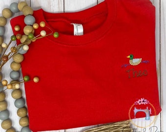 Kids Fall Sweatshirt/Mallard Sweatshirt/Personalized Youth Sweatshirt/Monogrammed Crewneck/Youth Pullover/Embroidered Sweatshirt/Sweater