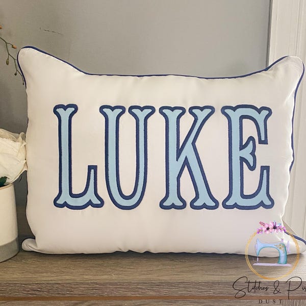 Monogram Nursery Pillow Sham with Piping - Personalized Baby Gift