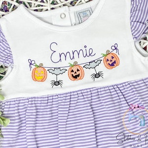 Baby Girls Halloween Bubble/Jack-o-lantern Bubble/Trick or Treat Bubble/First Halloween/Baby Shower Gift/Halloween Party Outfit Embroidered