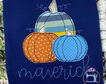 Boys Thanksgiving Stripe Pumpkins Fall Shirt/Pumpkin Patch/Personalized Shirt/Applique Embroidered Shirt/First Thanksgiving/Pumpkin Shirt