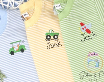 Boys Mini and Monogram Shirt/Monogram Boys Shirt/Personalized/Mini Animal, Car, Sports Shirt/Youth Pullover/Embroidered Shirt/Personalized