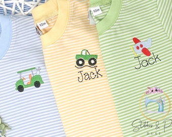 Boys Mini and Monogram Shirt/Monogram Boys Shirt/Personalized/Mini Animal, Car, Sports Shirt/Youth Pullover/Embroidered Shirt/Personalized