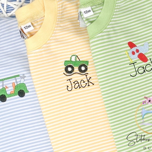 Boys Mini and Monogram Shirt/Monogram Boys Shirt/Personalized/Mini Animal, Car, Sports Shirt/Youth Pullover/Embroidered Shirt/Personalized