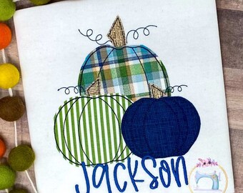 Boys Thanksgiving Plaid Pumpkins Fall Shirt/Pumpkin Patch/Personalized Shirt/Applique Embroidered Shirt/First Thanksgiving/Pumpkin Shirt