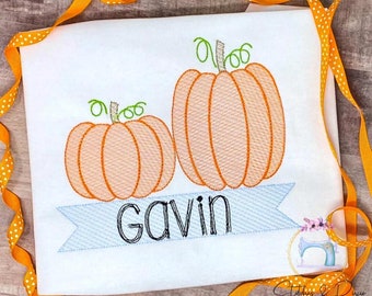 Boys Thanksgiving Shirt Pumpkins Banner/Thanksgiving Outfit/Pumpkin Patch Shirt/Personalized Shirt/Embroidered Shirt/First Thanksgiving