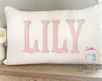Pillow Sham Piping Trim/Monogram Nursery Pillow/Personalized Baby Gift/Pillow/College Monogram Pillow/Decorative Throw/Monogram Pillow Sham
