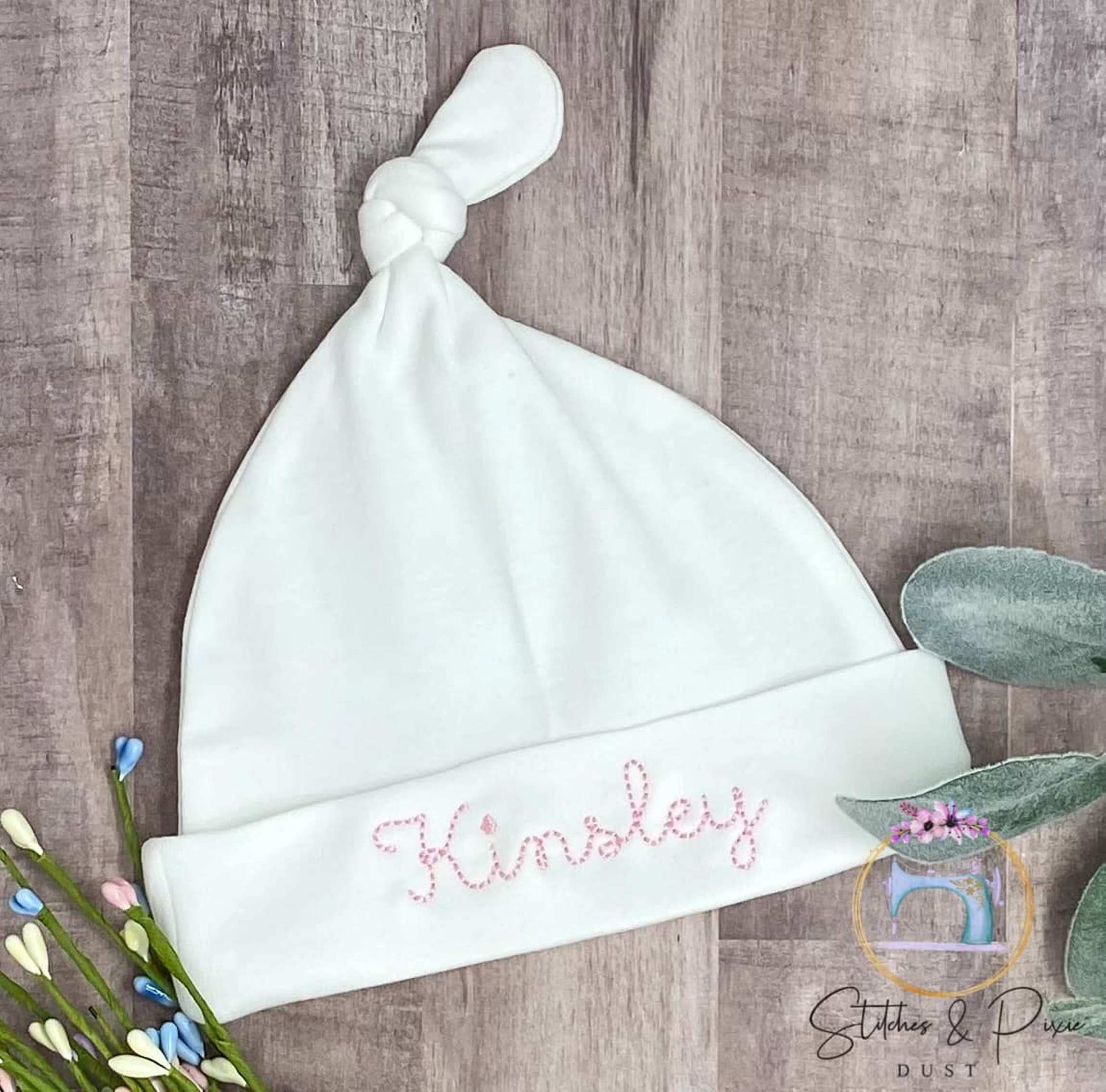 Monogrammed Newborn Baby Hat embroidered Newborn Baby Hat baby Hat birth Announcement baby Beanie top Knot Baby Hat baby Shower Gift Etsy