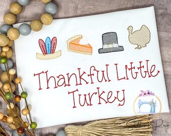 Boys or Girl Thanksgiving Shirt Turkey/Pumpkin Pie/Pilgrim Hat/Thanksgiving Outfit/Thanksgiving Shirt/Personalized Shirt/Embroidered Shirt