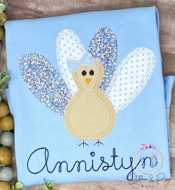 Girls Thanksgiving Floral Fall Turkey Shirt/Pumpkin Patch Shirt/Personalized Shirt/Applique Embroidered Shirt/First Thanksgiving/Cute Turkey