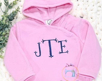 Monogrammed Fleece Toddler Jacket/Velcro Jacket/Pink, Light Blue, Red Fleece Jacket/Fall Jacket/Embroidered Jacket Personalized/Gift